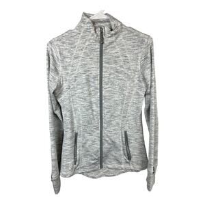Queenie ke Athletic Gray Fitted Full Zip Up Jacket sz M Medium Athleisure
